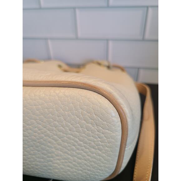 Dooney & Bourke Adjustable Mini Crossbody Bucket Bag Cream Pebbled Leather USA - Picture 15 of 16